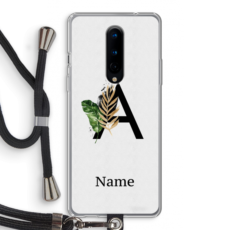 Charcoal Flora: OnePlus 8 Transparant Hoesje met koord