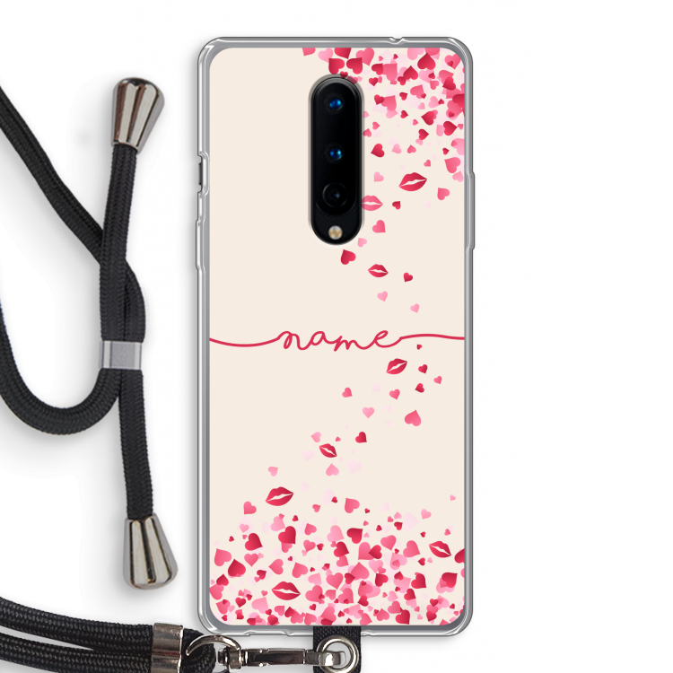 Hartjes en kusjes: OnePlus 8 Transparant Hoesje met koord