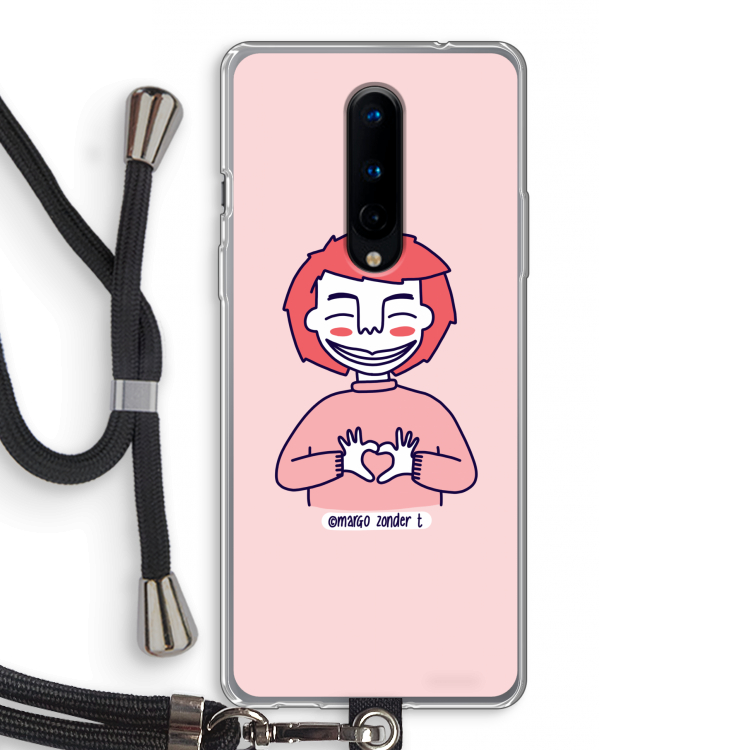 Hartje: OnePlus 8 Transparant Hoesje met koord