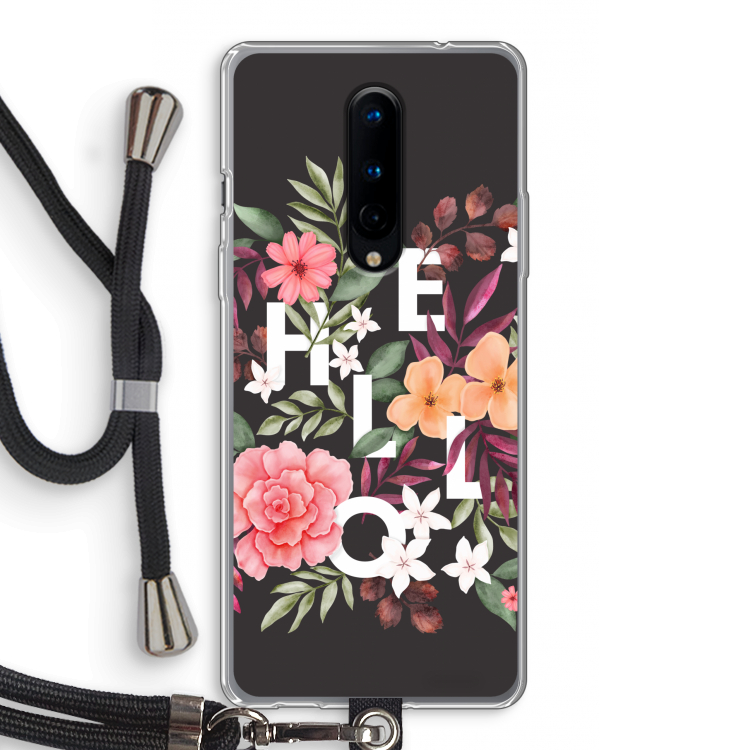 Hello in flowers: OnePlus 8 Transparant Hoesje met koord