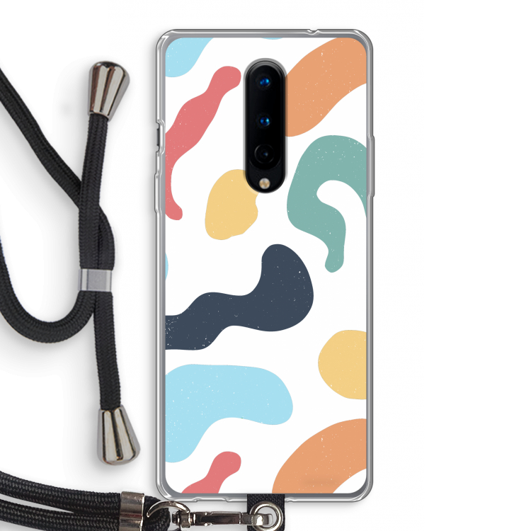 Memphis Shapes Blue: OnePlus 8 Transparant Hoesje met koord