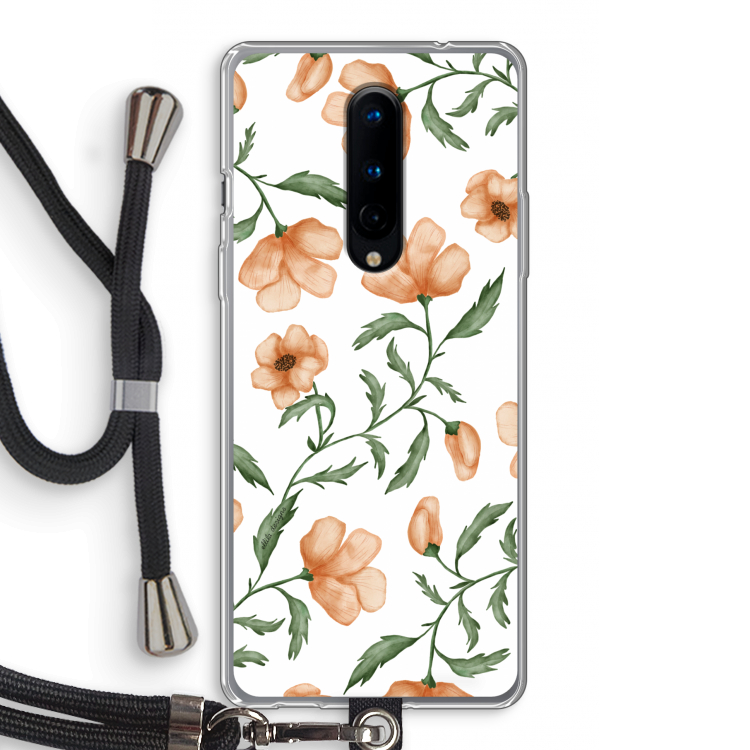Peachy flowers: OnePlus 8 Transparant Hoesje met koord