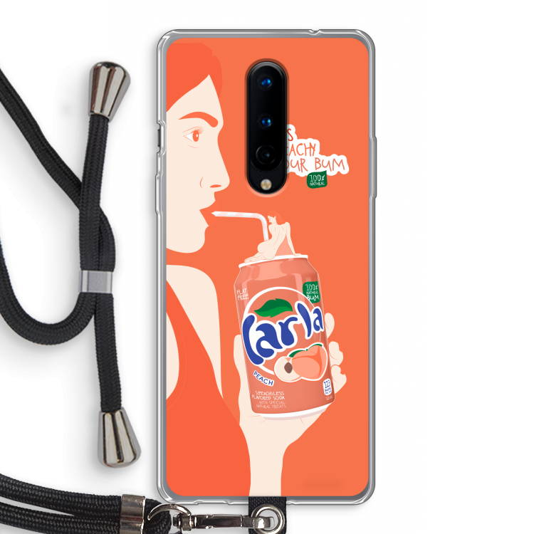 Peach please!: OnePlus 8 Transparant Hoesje met koord