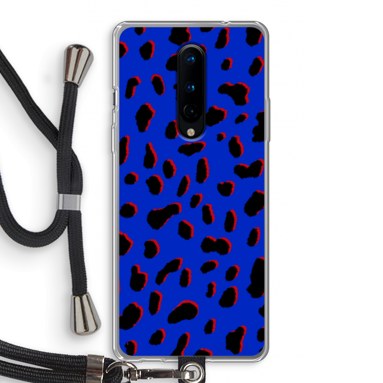 Blue Leopard: OnePlus 8 Transparant Hoesje met koord
