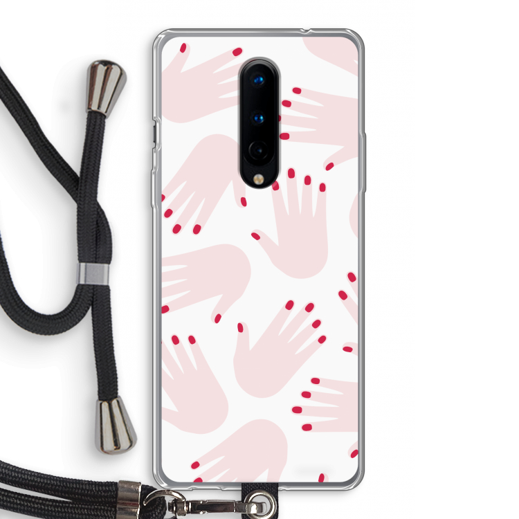 Hands pink: OnePlus 8 Transparant Hoesje met koord