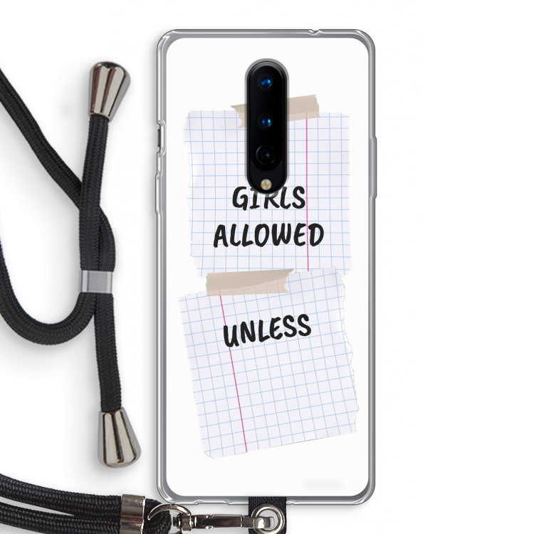 No Girls Allowed Unless: OnePlus 8 Transparant Hoesje met koord