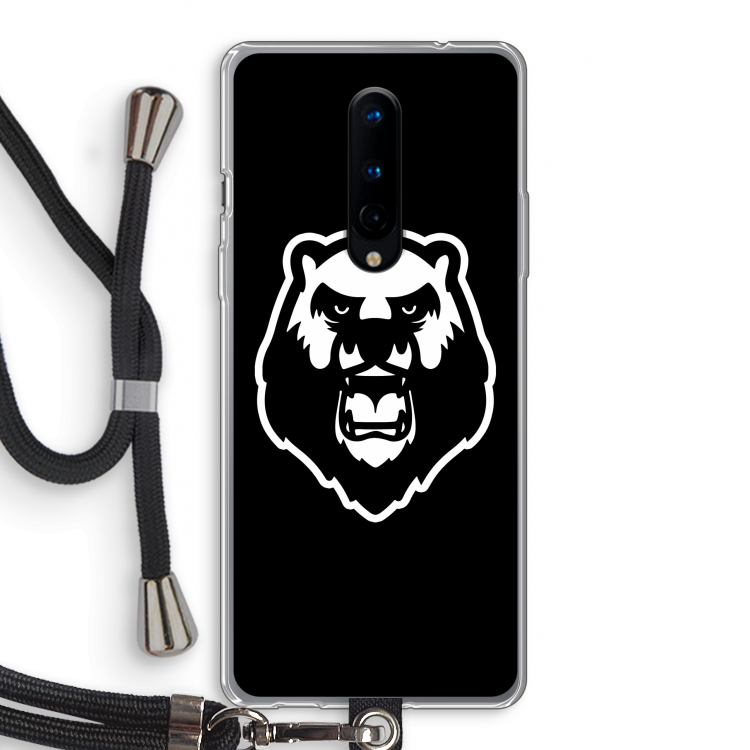 Angry Bear (black): OnePlus 8 Transparant Hoesje met koord