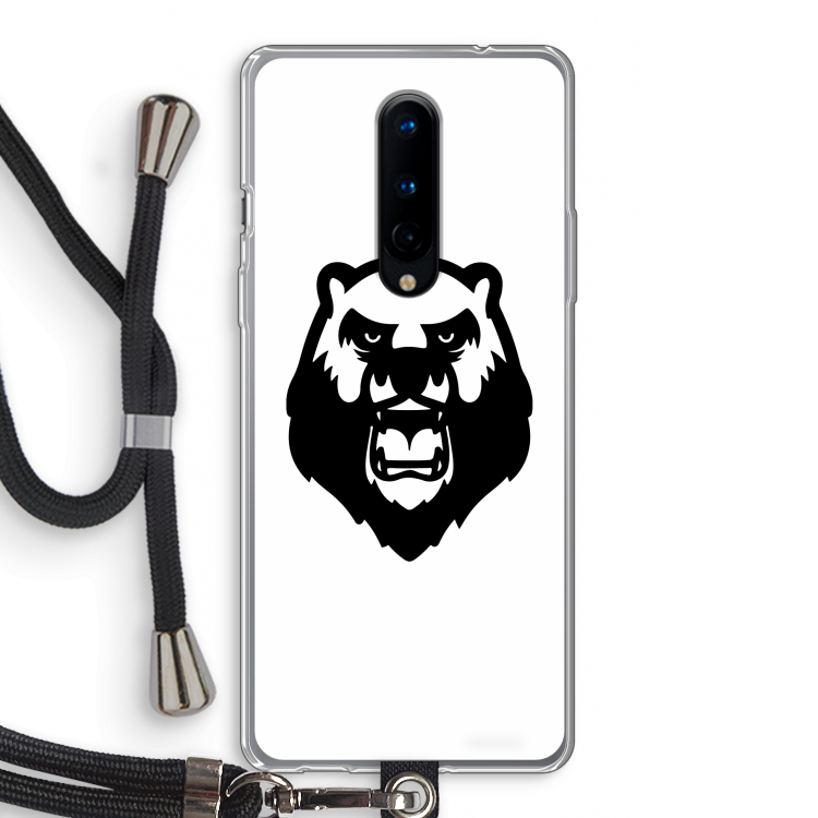 Angry Bear (white): OnePlus 8 Transparant Hoesje met koord