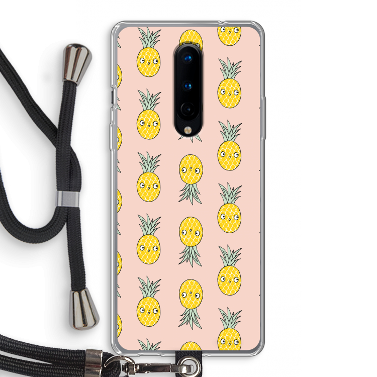 Ananas: OnePlus 8 Transparant Hoesje met koord