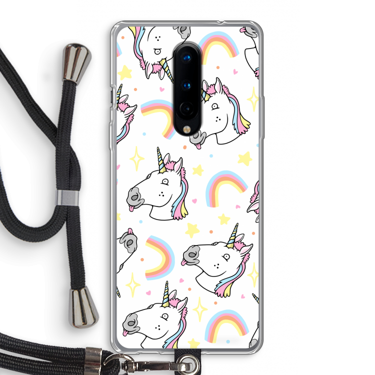 Rainbow Unicorn: OnePlus 8 Transparant Hoesje met koord