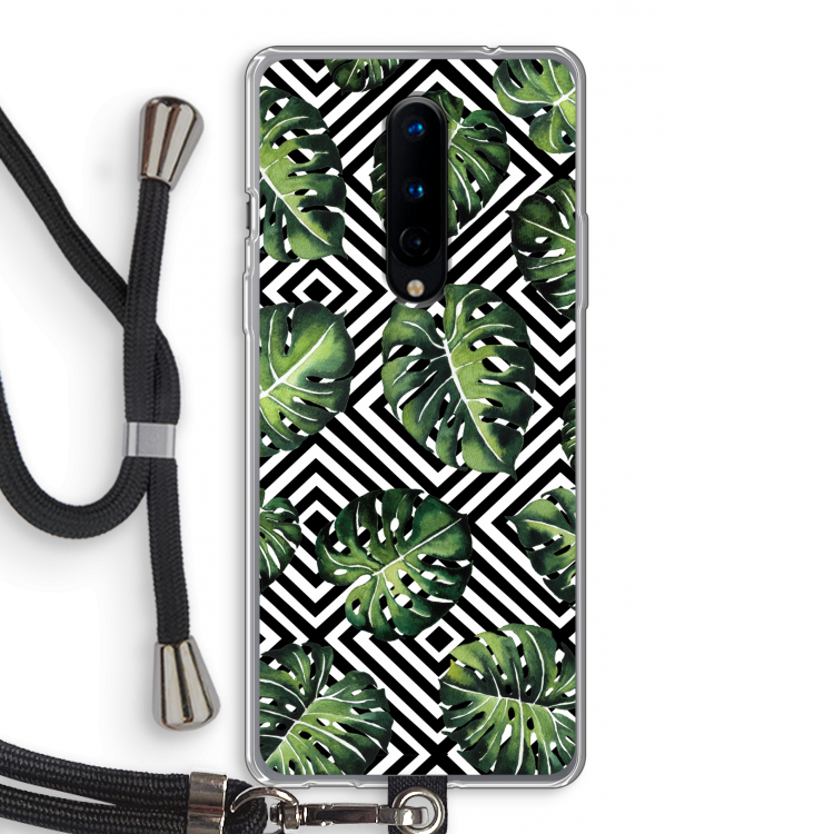 Geometrische jungle: OnePlus 8 Transparant Hoesje met koord