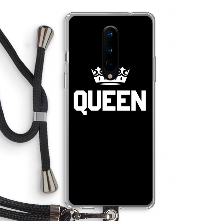 Queen zwart: OnePlus 8 Transparant Hoesje met koord