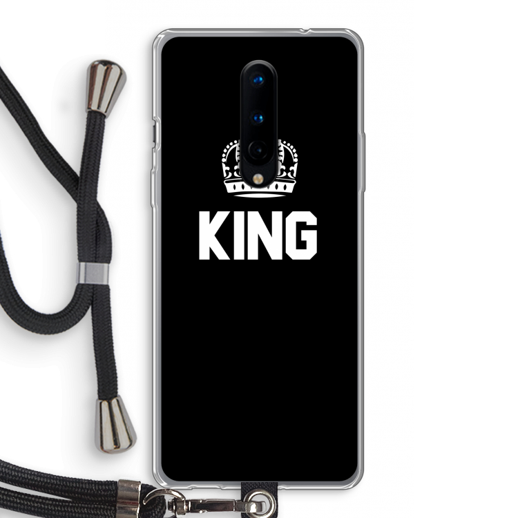 King zwart: OnePlus 8 Transparant Hoesje met koord