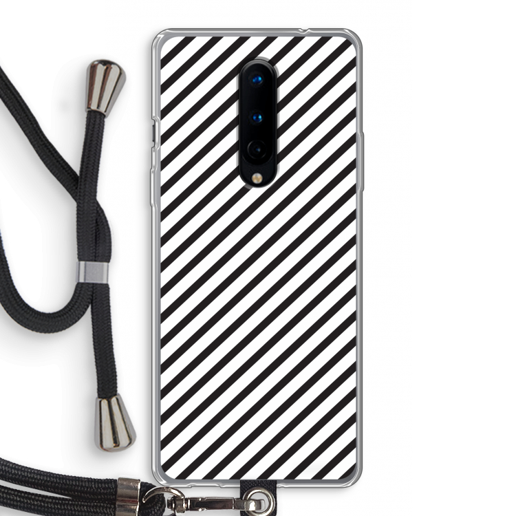Strepen zwart-wit: OnePlus 8 Transparant Hoesje met koord