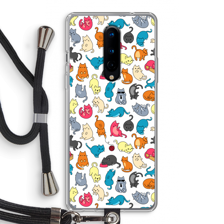 Kleurrijke katten: OnePlus 8 Transparant Hoesje met koord