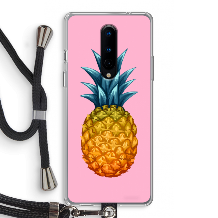 Grote ananas: OnePlus 8 Transparant Hoesje met koord