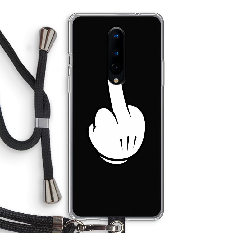 Middle finger black: OnePlus 8 Transparant Hoesje met koord