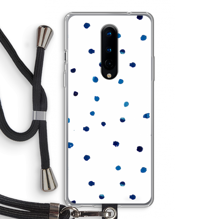 Blauwe stippen: OnePlus 8 Transparant Hoesje met koord