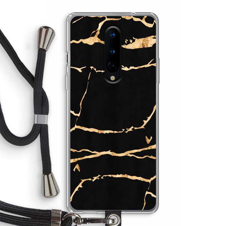 Gouden marmer: OnePlus 8 Transparant Hoesje met koord