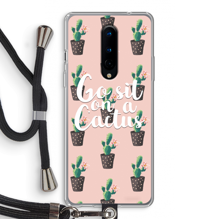Cactus quote: OnePlus 8 Transparant Hoesje met koord