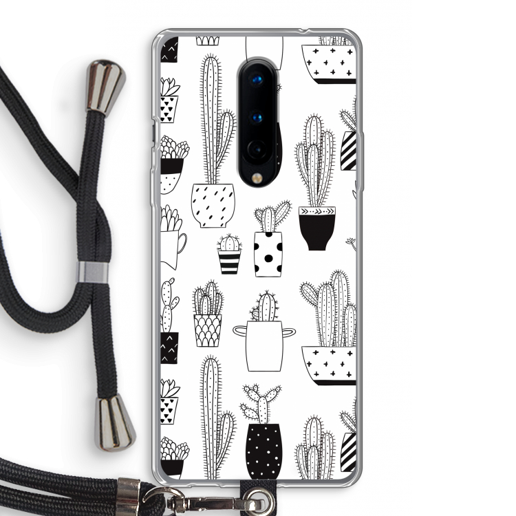 Cactusmotief: OnePlus 8 Transparant Hoesje met koord