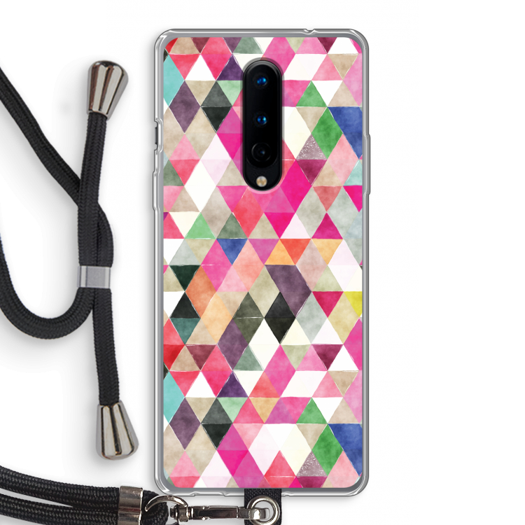 Gekleurde driehoekjes: OnePlus 8 Transparant Hoesje met koord
