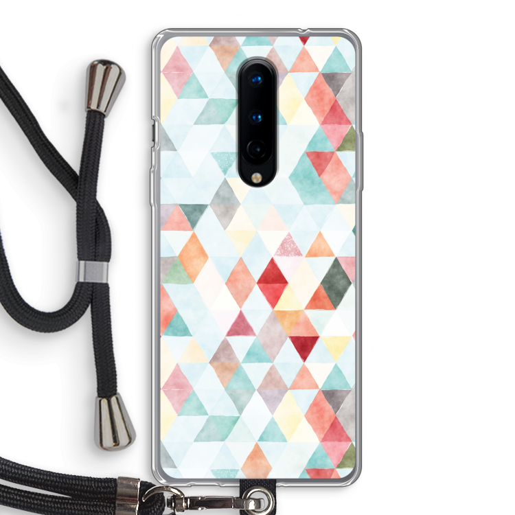Gekleurde driehoekjes pastel: OnePlus 8 Transparant Hoesje met koord