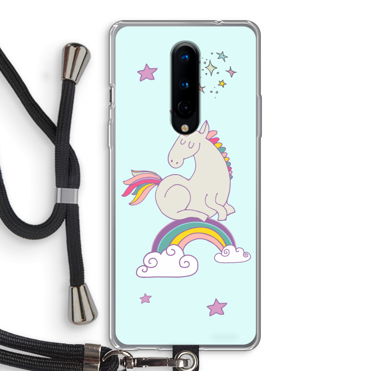 Regenboog eenhoorn: OnePlus 8 Transparant Hoesje met koord