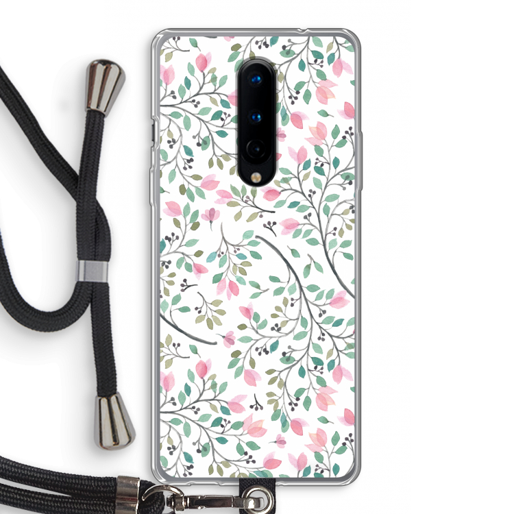 Sierlijke bloemen: OnePlus 8 Transparant Hoesje met koord