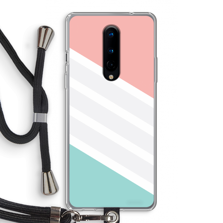 Strepen pastel: OnePlus 8 Transparant Hoesje met koord