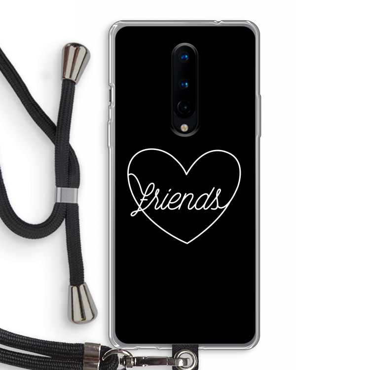 Friends heart black: OnePlus 8 Transparant Hoesje met koord