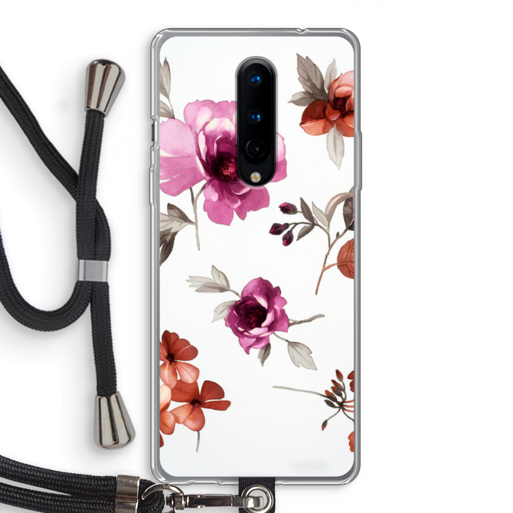 Geschilderde bloemen: OnePlus 8 Transparant Hoesje met koord