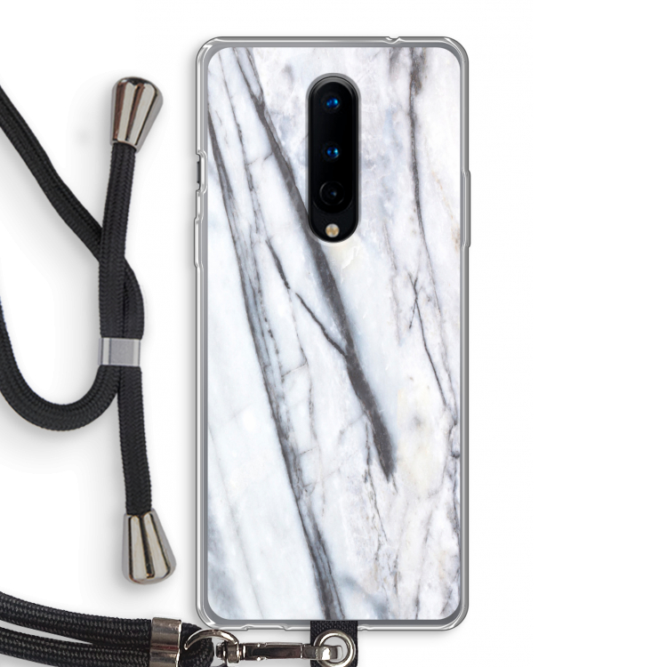 Gestreepte marmer: OnePlus 8 Transparant Hoesje met koord