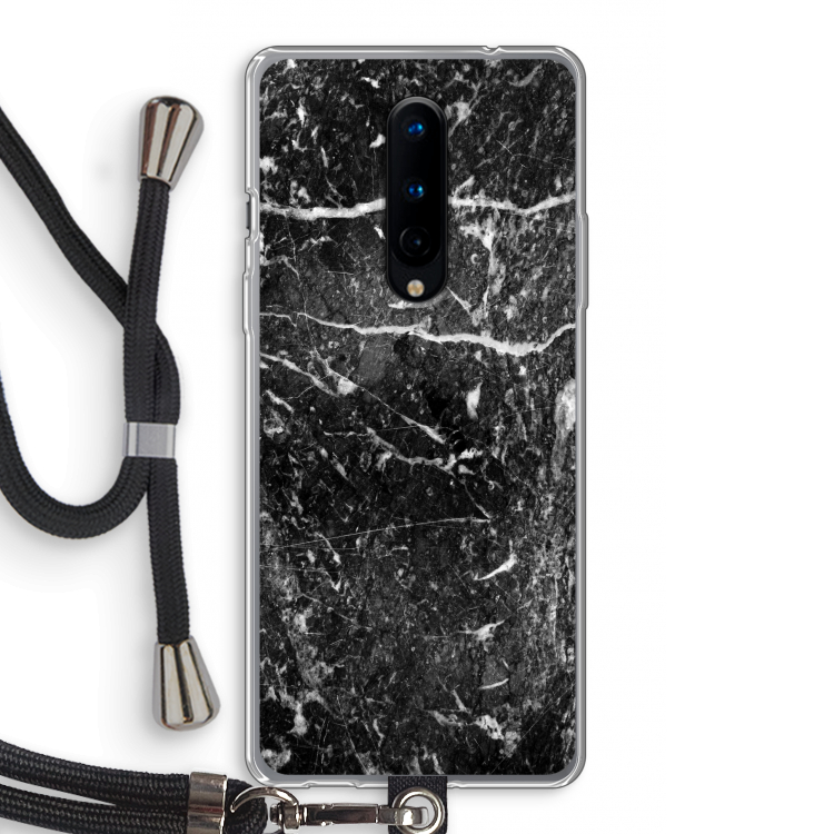 Zwart marmer: OnePlus 8 Transparant Hoesje met koord