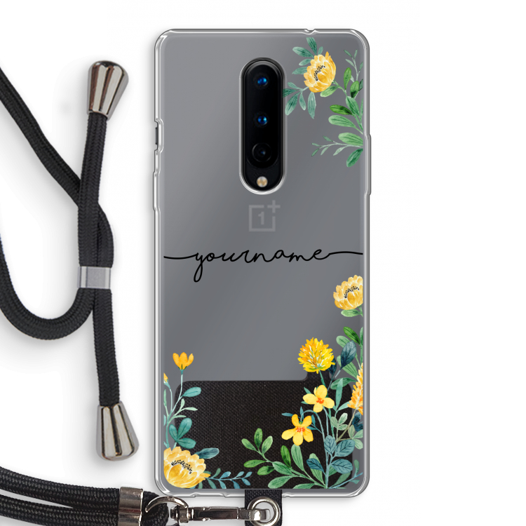 Gele bloemen: OnePlus 8 Transparant Hoesje met koord