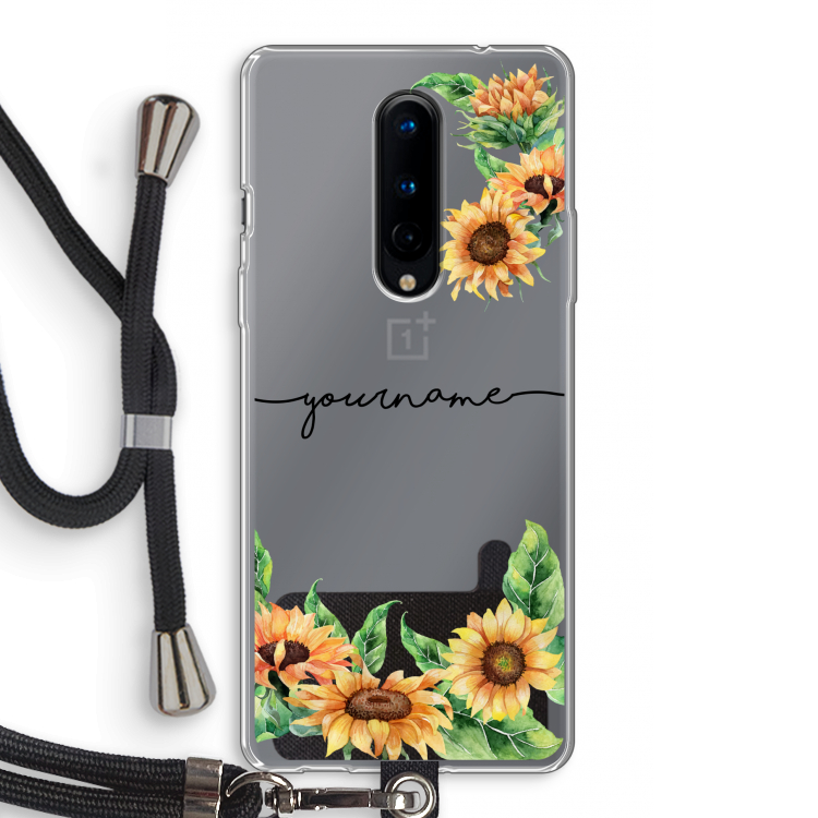 Zonnebloemen: OnePlus 8 Transparant Hoesje met koord