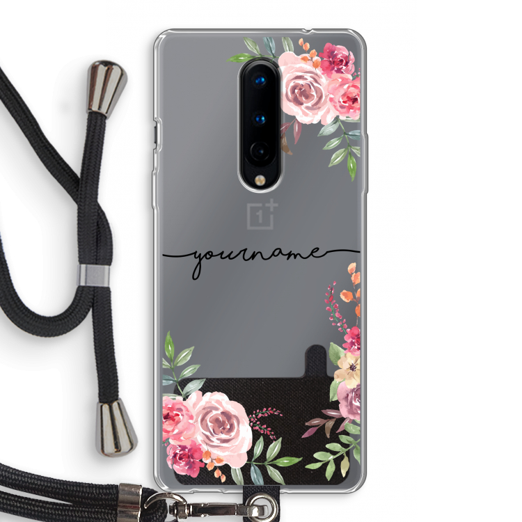 Rozen: OnePlus 8 Transparant Hoesje met koord
