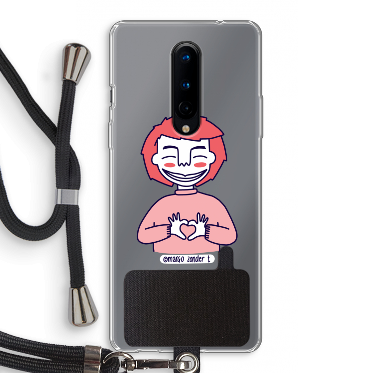 Hartje: OnePlus 8 Transparant Hoesje met koord