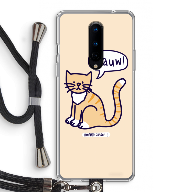 Miauw: OnePlus 8 Transparant Hoesje met koord
