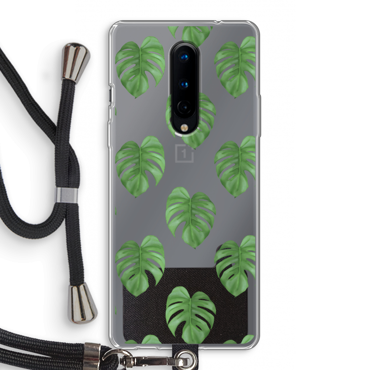 Monstera leaves: OnePlus 8 Transparant Hoesje met koord