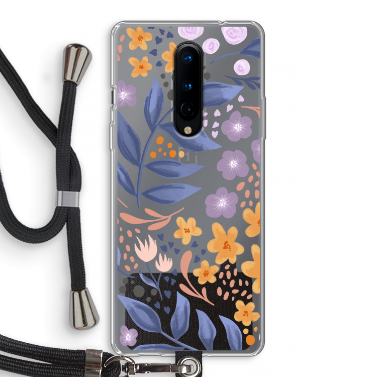 Flowers with blue leaves: OnePlus 8 Transparant Hoesje met koord