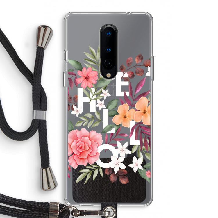 Hello in flowers: OnePlus 8 Transparant Hoesje met koord