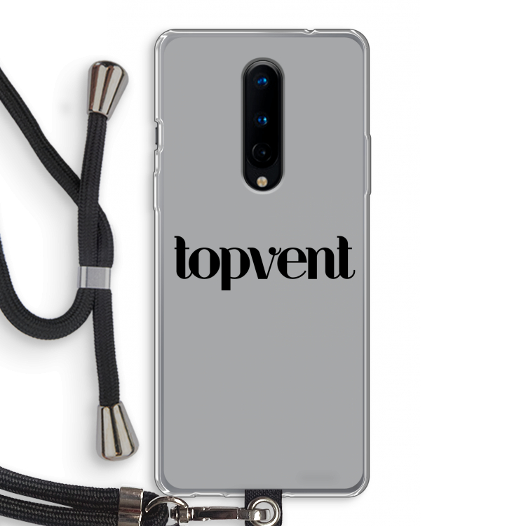 Topvent Grijs Zwart: OnePlus 8 Transparant Hoesje met koord
