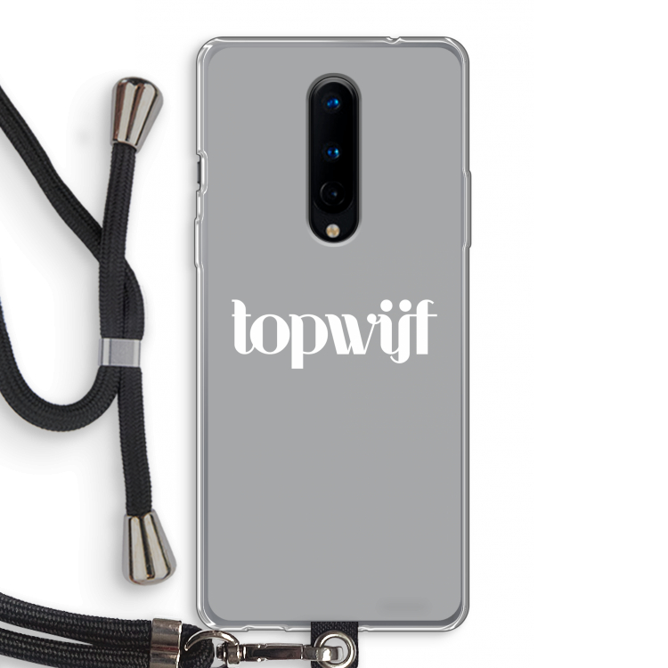 Topwijf Grijs Wit: OnePlus 8 Transparant Hoesje met koord