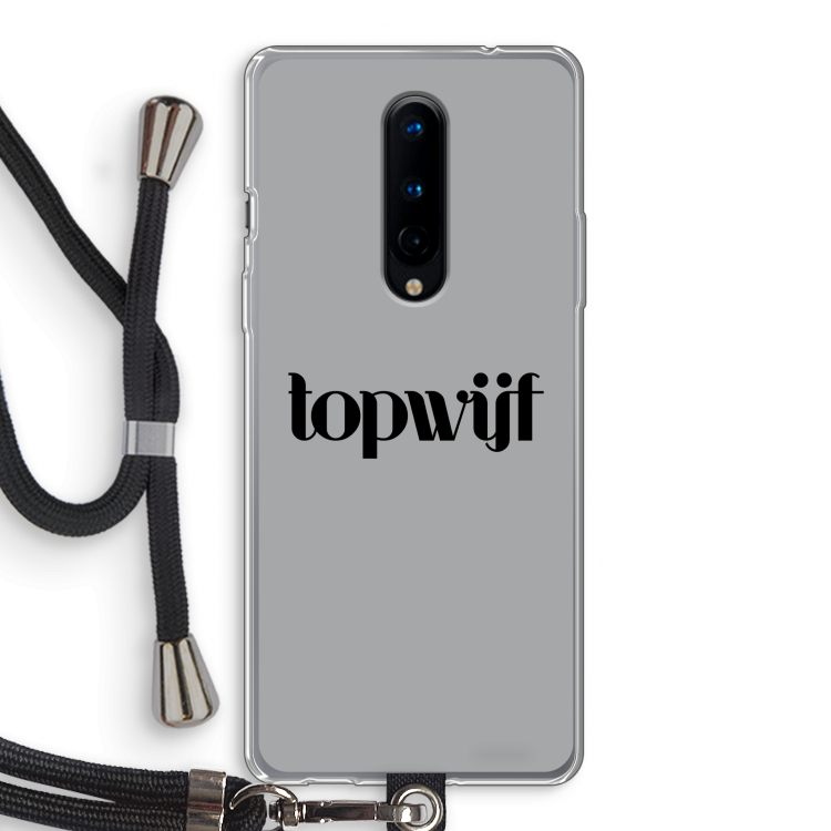 Topwijf Grijs Zwart: OnePlus 8 Transparant Hoesje met koord