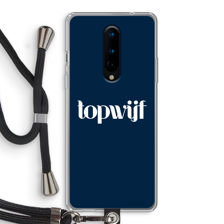 Topwijf Navy: OnePlus 8 Transparant Hoesje met koord