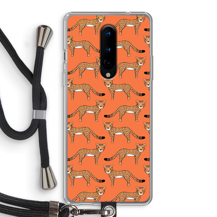 Cheetah: OnePlus 8 Transparant Hoesje met koord