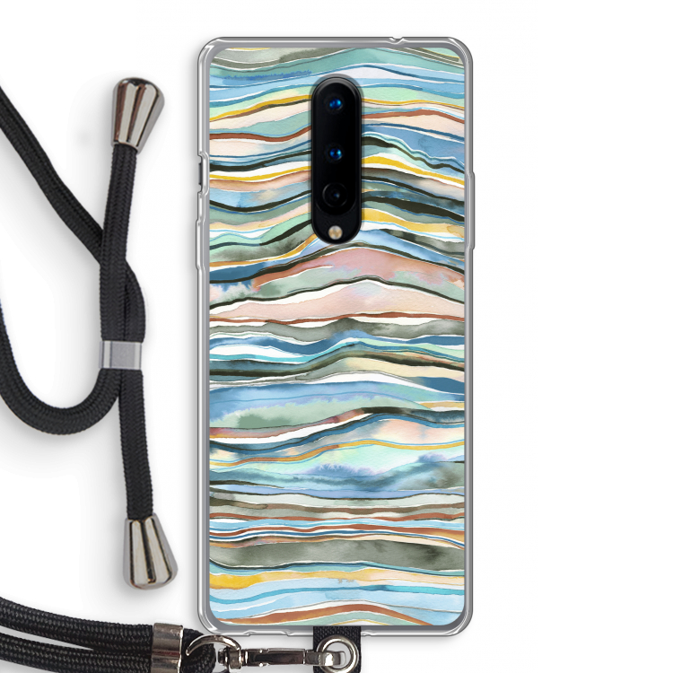 Watercolor Agate: OnePlus 8 Transparant Hoesje met koord