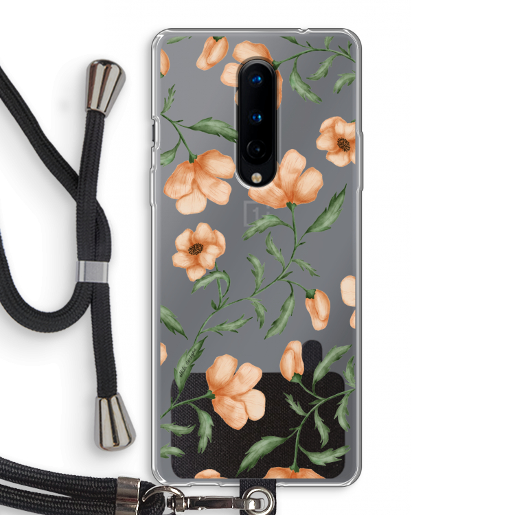 Peachy flowers: OnePlus 8 Transparant Hoesje met koord