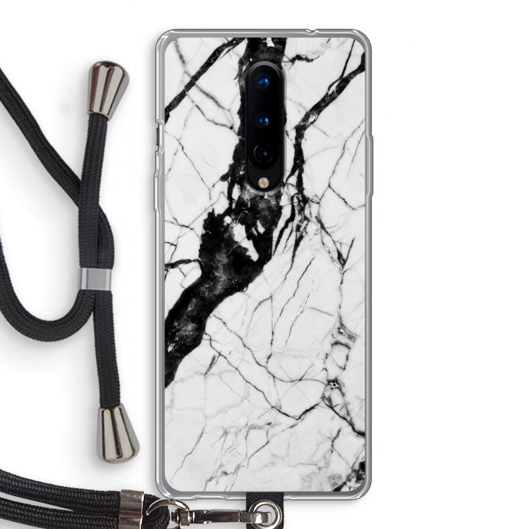 Witte marmer 2: OnePlus 8 Transparant Hoesje met koord